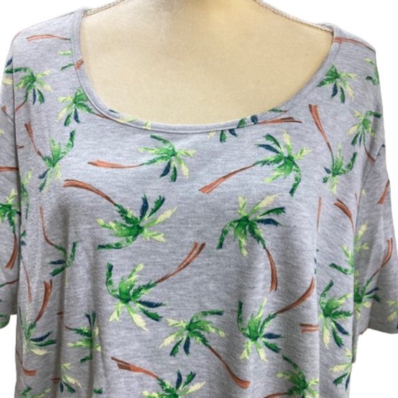 Woman Within S/S Gray Palm Tree Top 2X - Picture 2 of 6